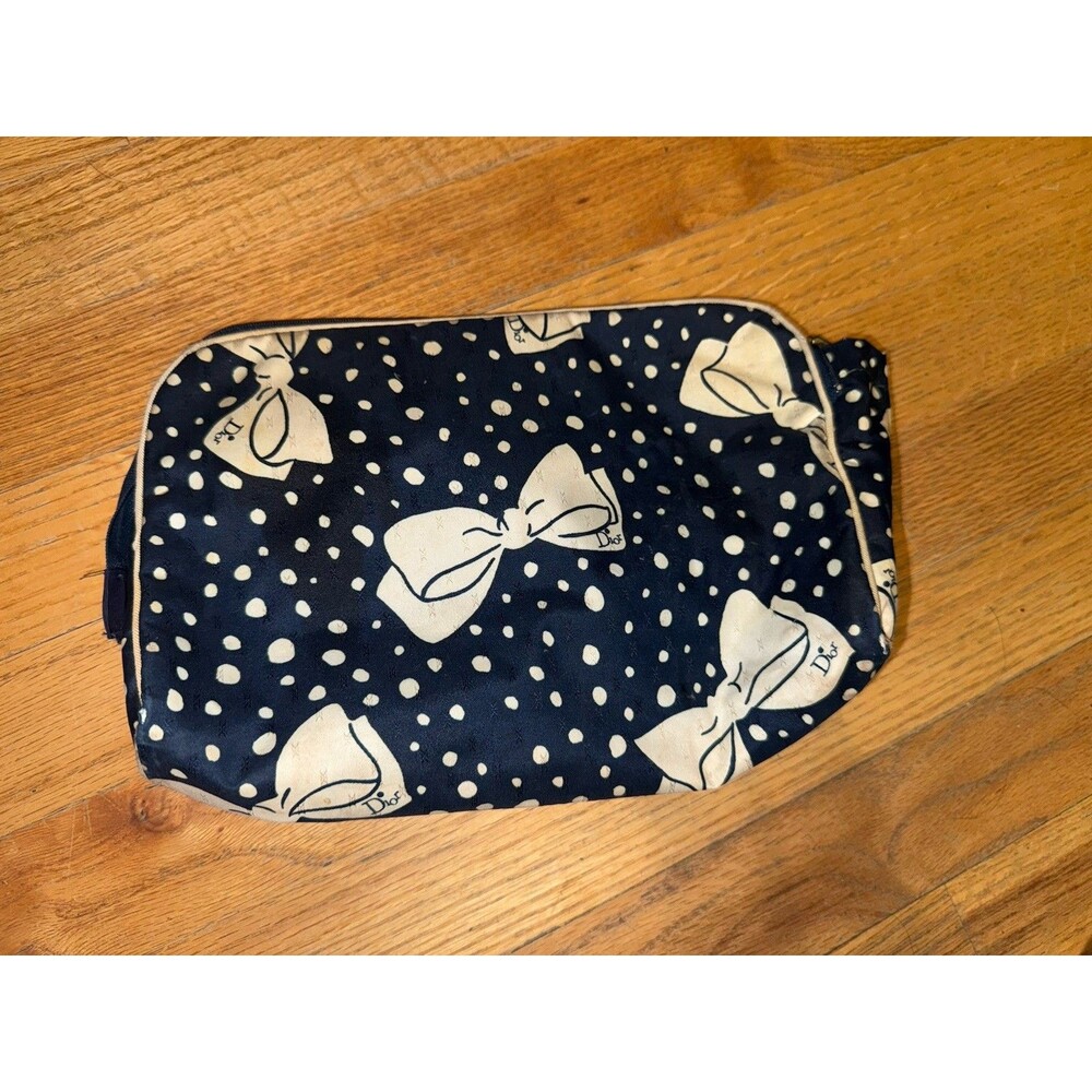 Vintage Christian Dior CD Logo Bow Travel Jewelry Makeup Bag